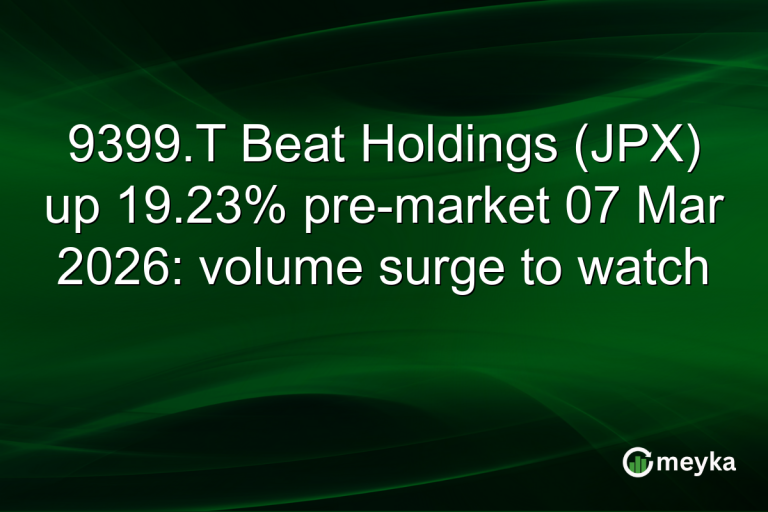 9399.T Beat Holdings (JPX) up 19.23% pre-market 07 Mar 2026: volume surge to watch