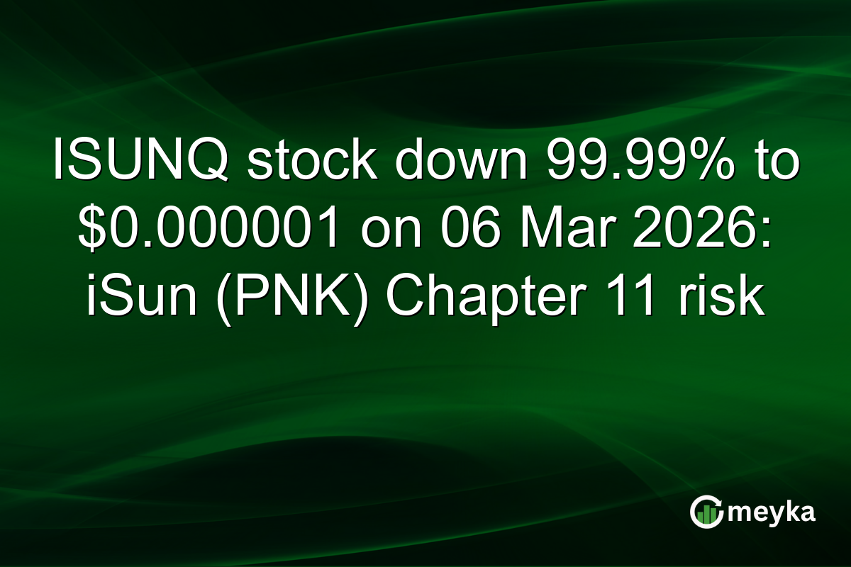 ISUNQ stock down 99.99% to $0.000001 on 06 Mar 2026: iSun (PNK) Chapter 11 risk