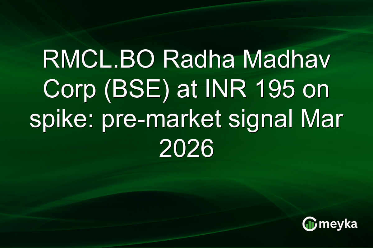 RMCL.BO Radha Madhav Corp (BSE) at INR 195 on spike: pre-market signal Mar 2026