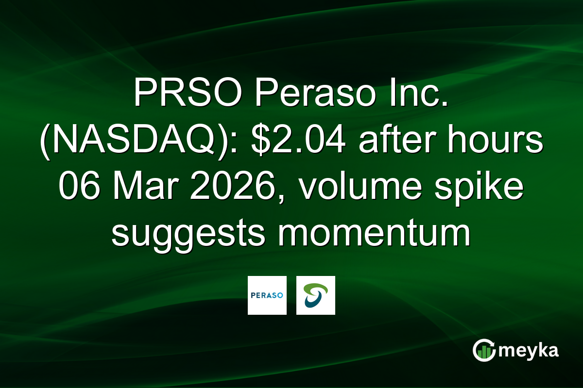 PRSO Peraso Inc. (NASDAQ): $2.04 after hours 06 Mar 2026, volume spike suggests momentum