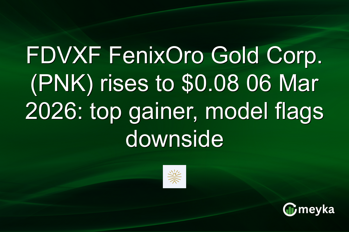 FDVXF FenixOro Gold Corp. (PNK) rises to $0.08 06 Mar 2026: top gainer, model flags downside