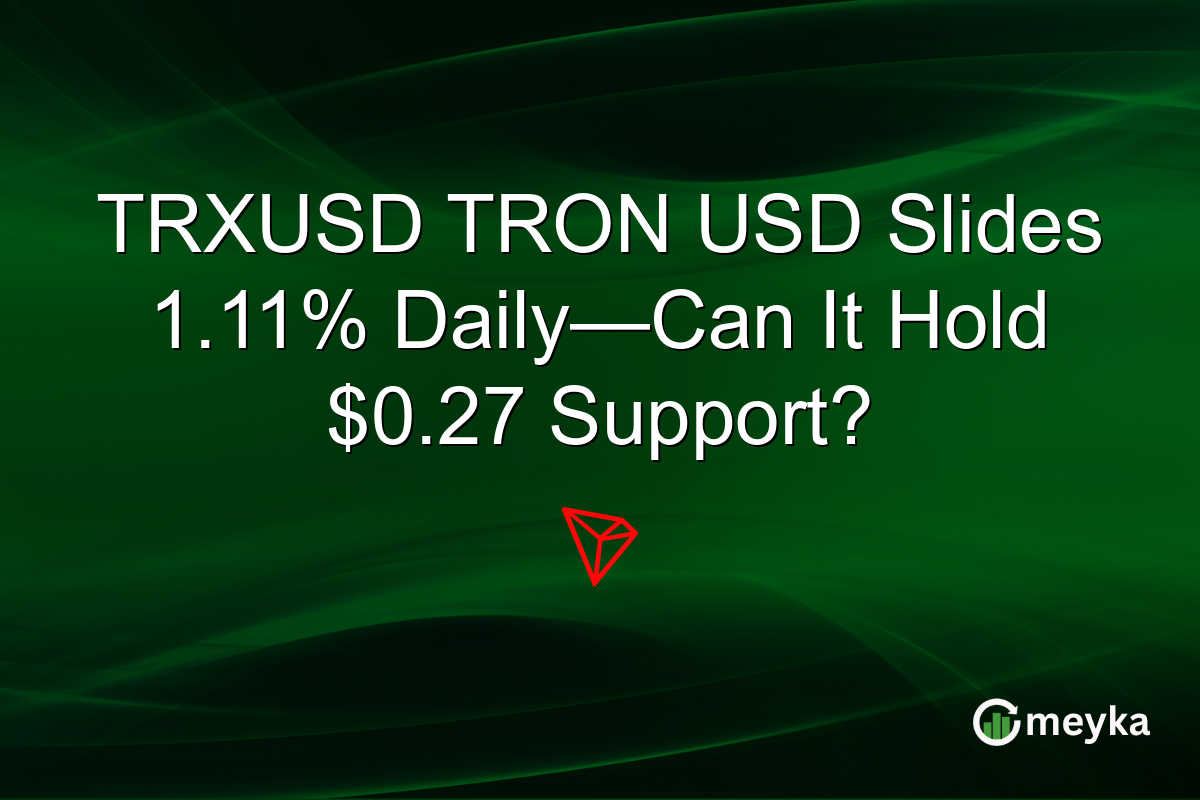TRXUSD TRON USD Slides 1.11% Daily—Can It Hold $0.27 Support?