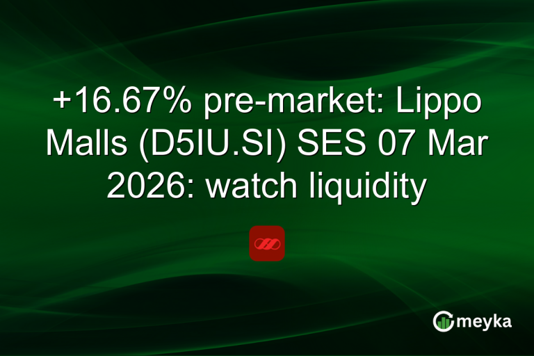 +16.67% pre-market: Lippo Malls (D5IU.SI) SES 07 Mar 2026: watch liquidity