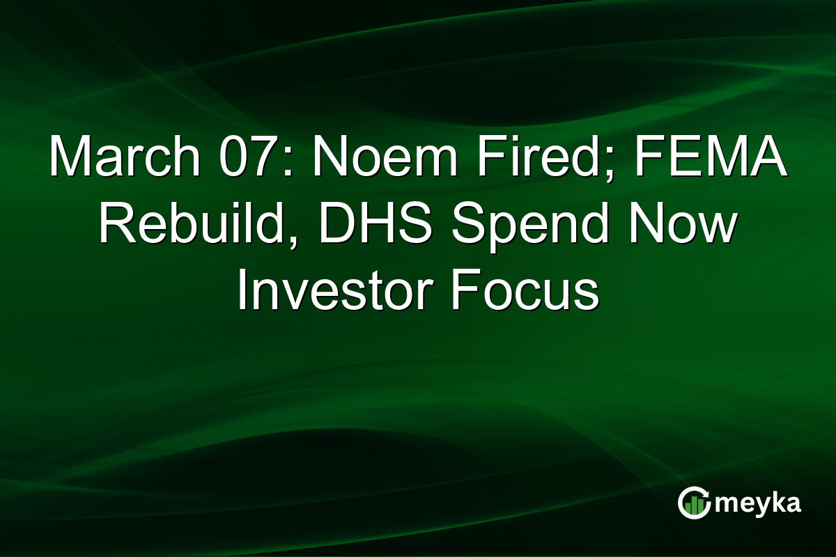 March 07: Noem Fired; FEMA Rebuild, DHS Spend Now Investor Focus