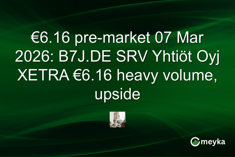 €6.16 pre-market 07 Mar 2026: B7J.DE SRV Yhtiöt Oyj XETRA €6.16 heavy volume, upside