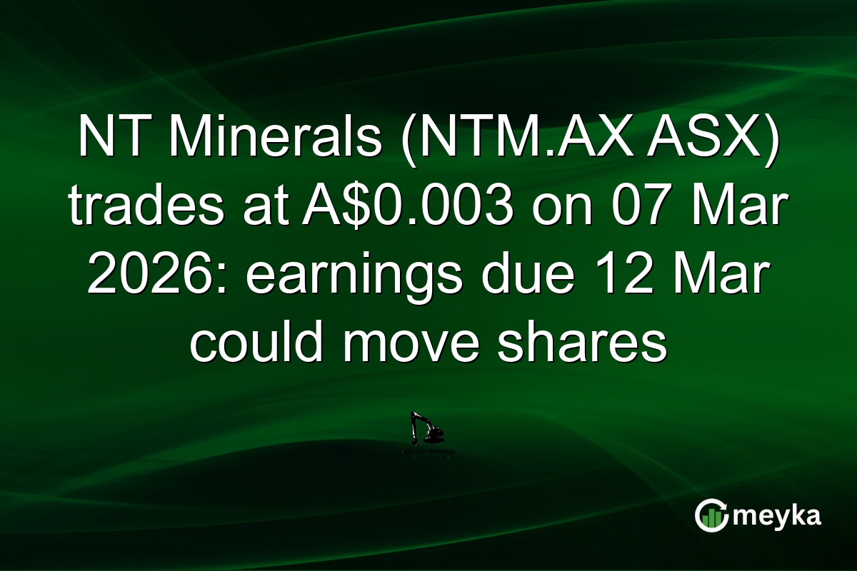 NT Minerals (NTM.AX ASX) trades at A$0.003 on 07 Mar 2026: earnings due 12 Mar could move shares