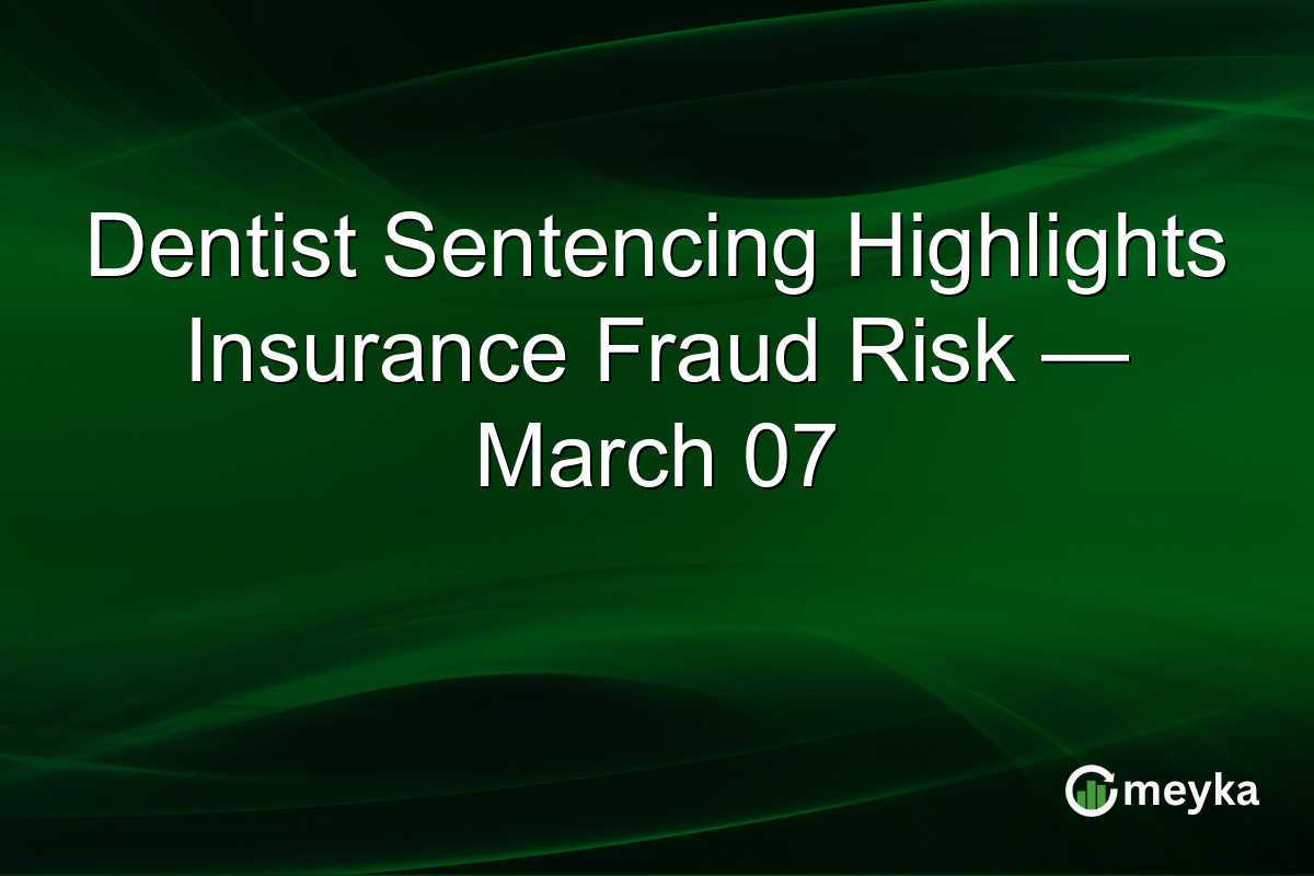 Dentist Sentencing Highlights Insurance Fraud Risk — March 07