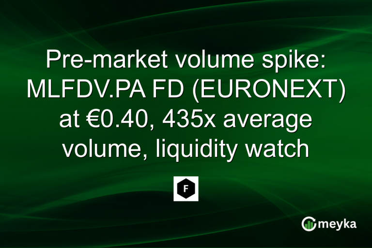Pre-market volume spike: MLFDV.PA FD (EURONEXT) at €0.40, 435x average volume, liquidity watch