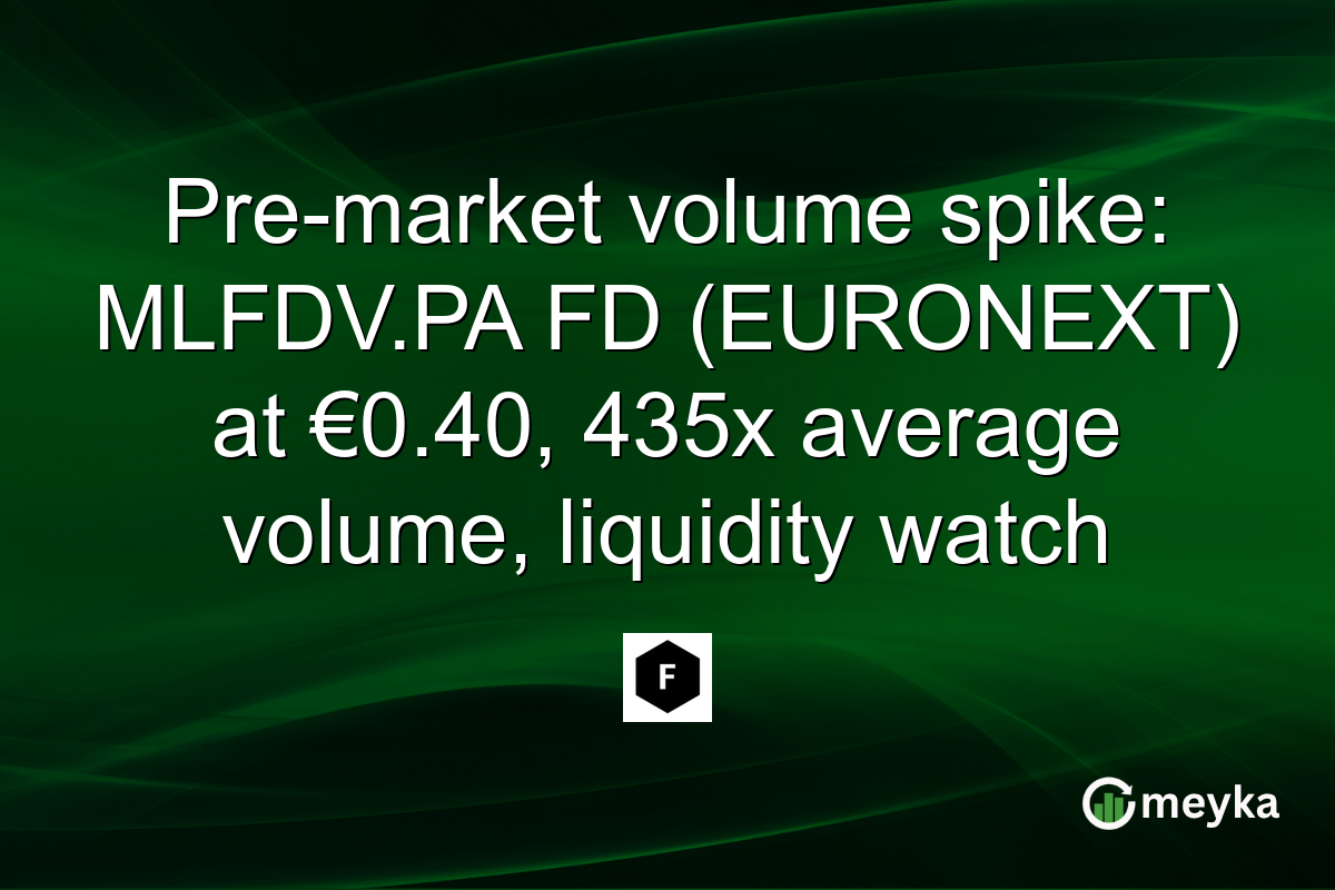 Pre-market volume spike: MLFDV.PA FD (EURONEXT) at €0.40, 435x average volume, liquidity watch