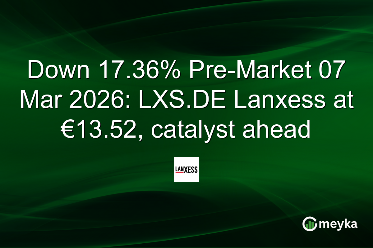Down 17.36% Pre-Market 07 Mar 2026: LXS.DE Lanxess at €13.52, catalyst ahead