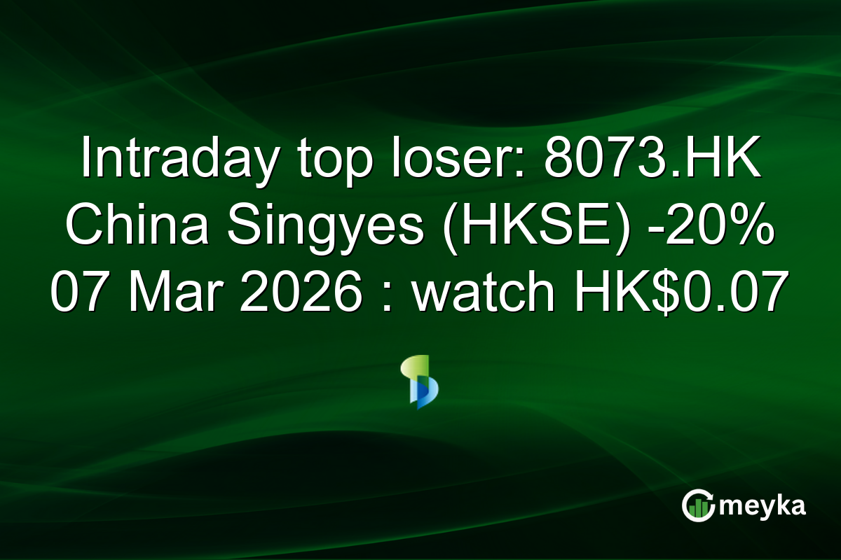 Intraday top loser: 8073.HK China Singyes (HKSE) -20% 07 Mar 2026 : watch HK$0.07