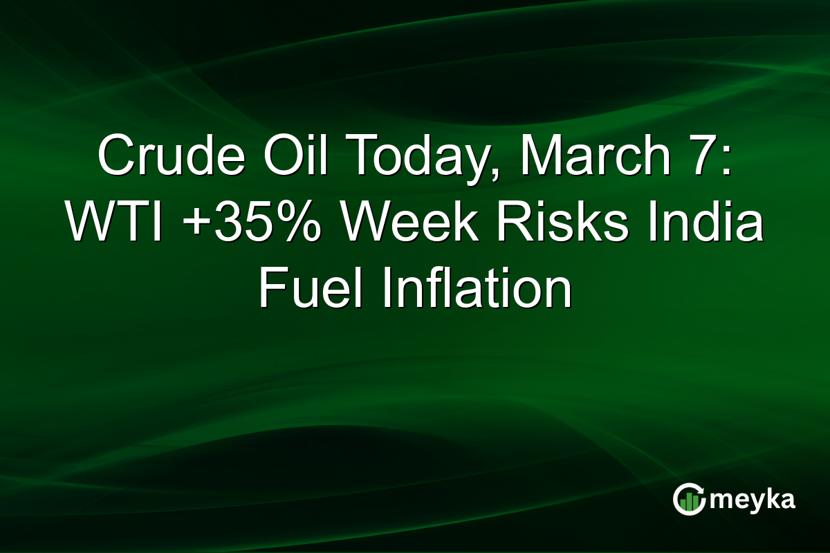 Crude Oil Today, March 7: WTI +35% Week Risks India Fuel Inflation