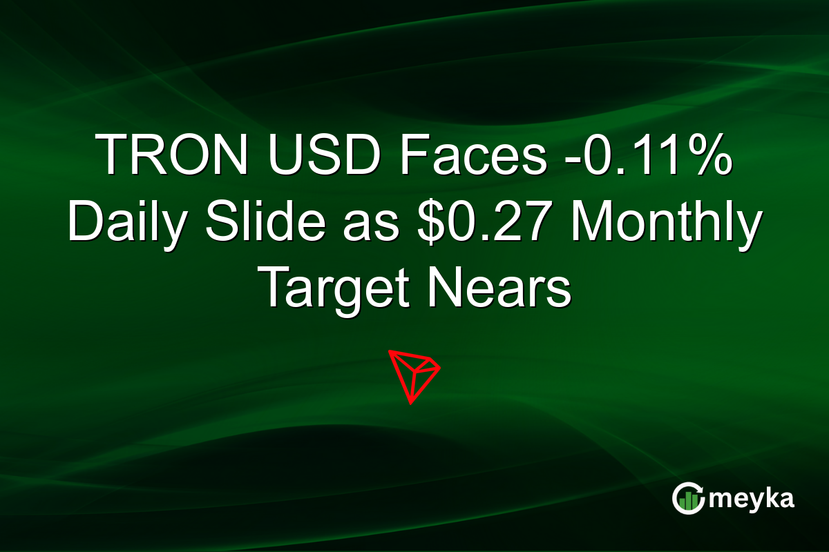 TRON USD Faces -0.11% Daily Slide as $0.27 Monthly Target Nears