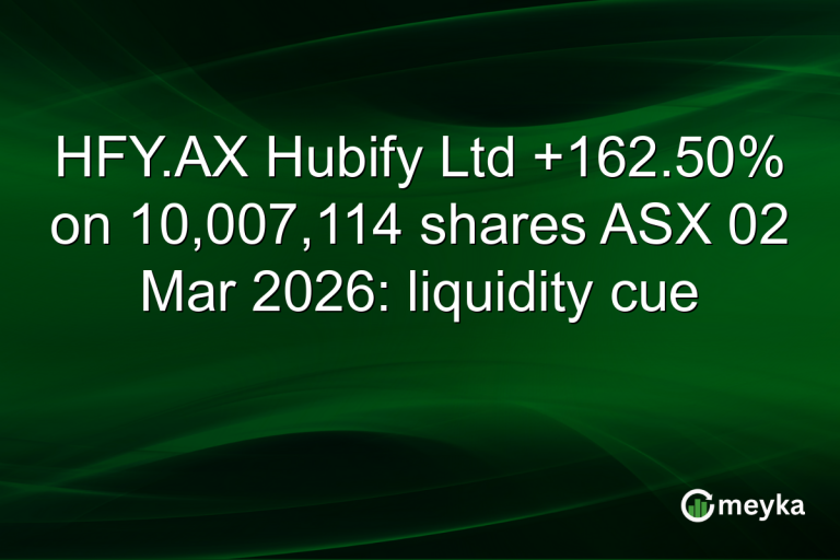 HFY.AX Hubify Ltd +162.50% on 10,007,114 shares ASX 02 Mar 2026: liquidity cue