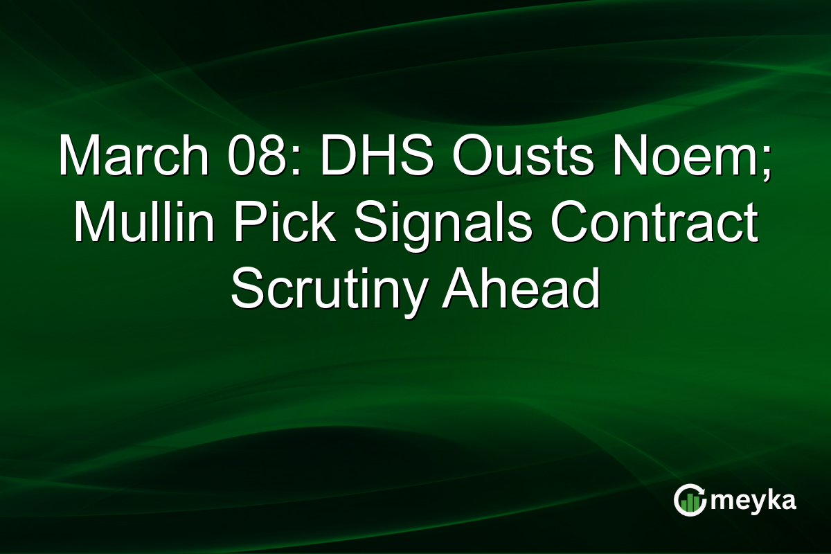 March 08: DHS Ousts Noem; Mullin Pick Signals Contract Scrutiny Ahead