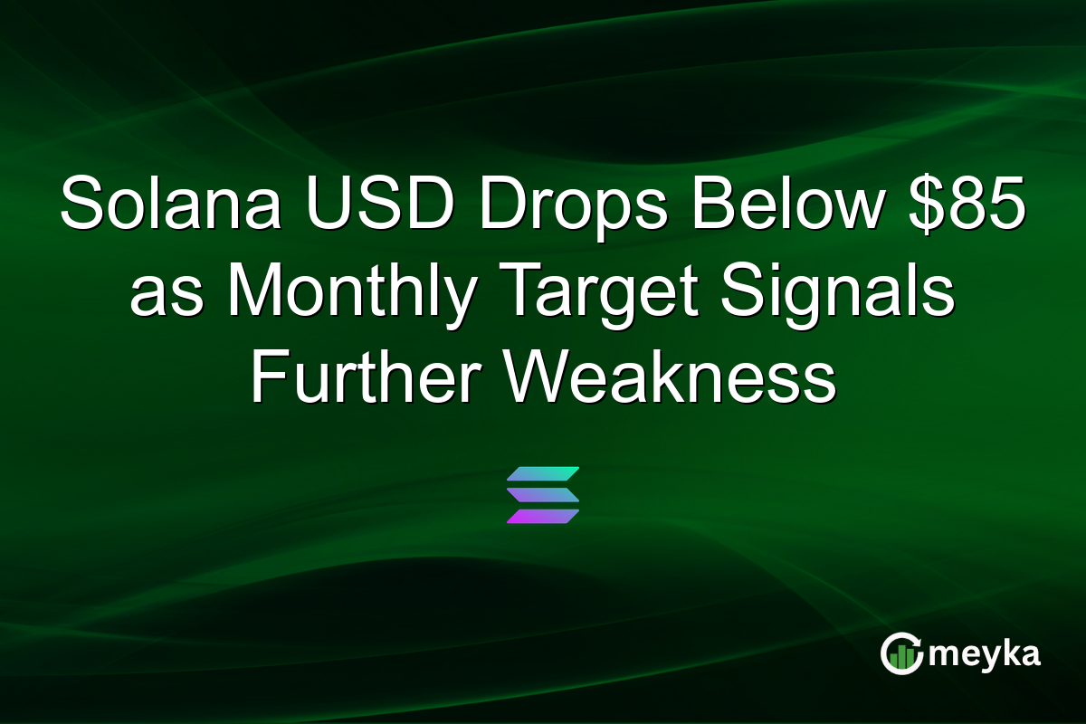 Solana USD Drops Below $85 as Monthly Target Signals Further Weakness