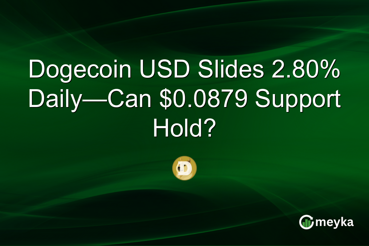 Dogecoin USD Slides 2.80% Daily—Can $0.0879 Support Hold?