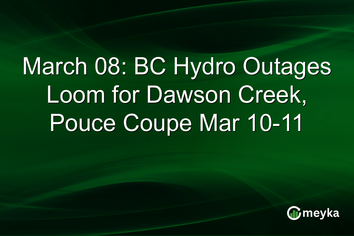 March 08: BC Hydro Outages Loom for Dawson Creek, Pouce Coupe Mar 10-11