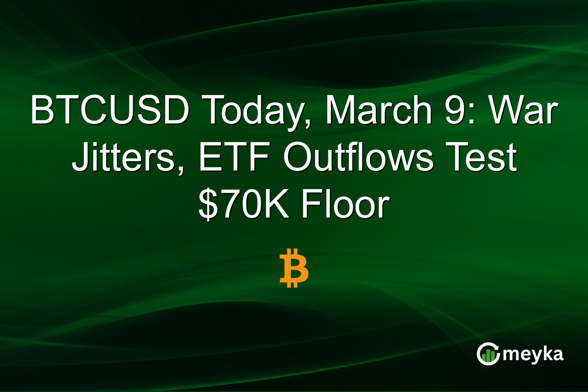 BTCUSD Today, March 9: War Jitters, ETF Outflows Test $70K Floor