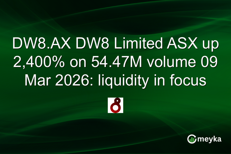 DW8.AX DW8 Limited ASX up 2,400% on 54.47M volume 09 Mar 2026: liquidity in focus