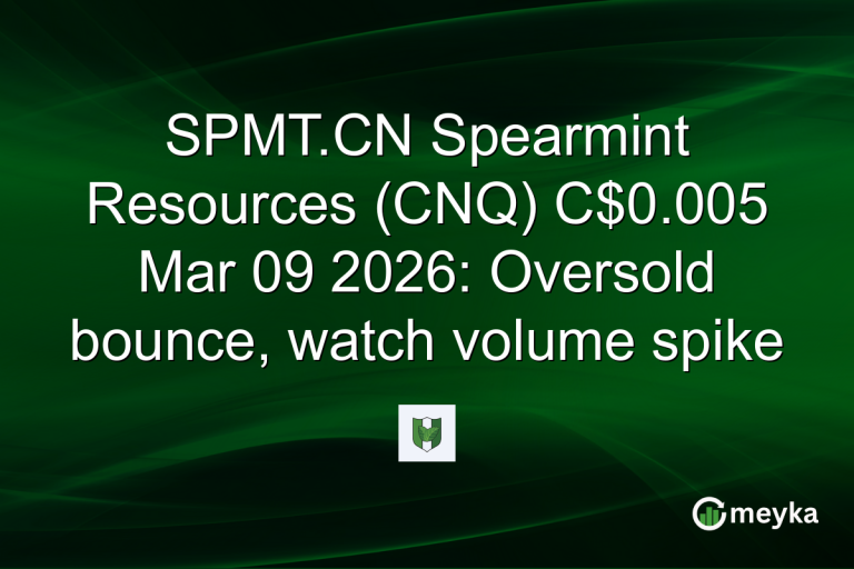 SPMT.CN Spearmint Resources (CNQ) C$0.005 Mar 09 2026: Oversold bounce, watch volume spike