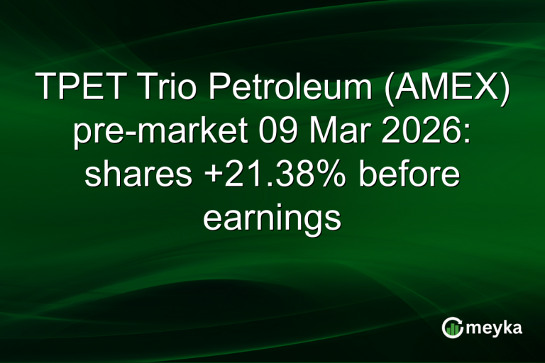 TPET Trio Petroleum (AMEX) pre-market 09 Mar 2026: shares +21.38% before earnings