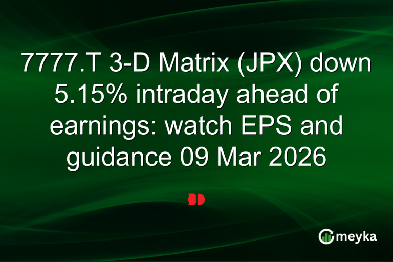 7777.T 3-D Matrix (JPX) down 5.15% intraday ahead of earnings: watch EPS and guidance 09 Mar 2026