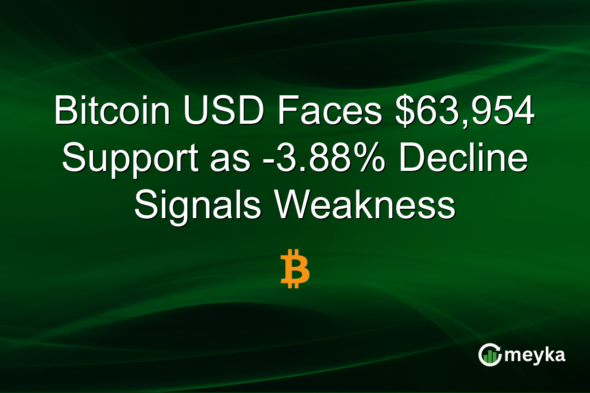 Bitcoin USD Faces $63,954 Support as -3.88% Decline Signals Weakness