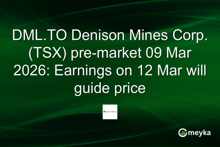 DML.TO Denison Mines Corp. (TSX) pre-market 09 Mar 2026: Earnings on 12 Mar will guide price