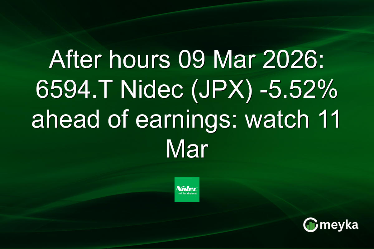 After hours 09 Mar 2026: 6594.T Nidec (JPX) -5.52% ahead of earnings: watch 11 Mar