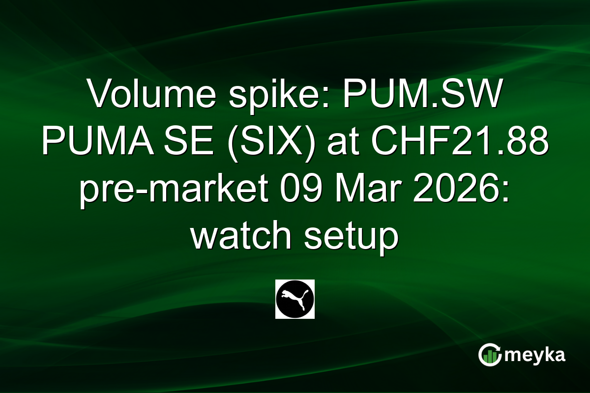 Volume spike: PUM.SW PUMA SE (SIX) at CHF21.88 pre-market 09 Mar 2026: watch setup