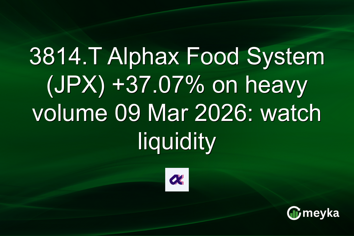 3814.T Alphax Food System (JPX) +37.07% on heavy volume 09 Mar 2026: watch liquidity