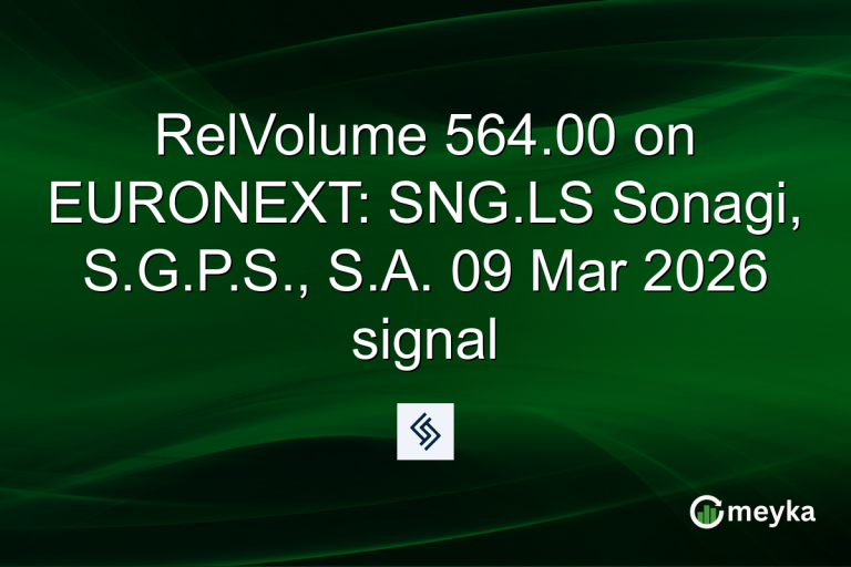RelVolume 564.00 on EURONEXT: SNG.LS Sonagi, S.G.P.S., S.A. 09 Mar 2026 signal