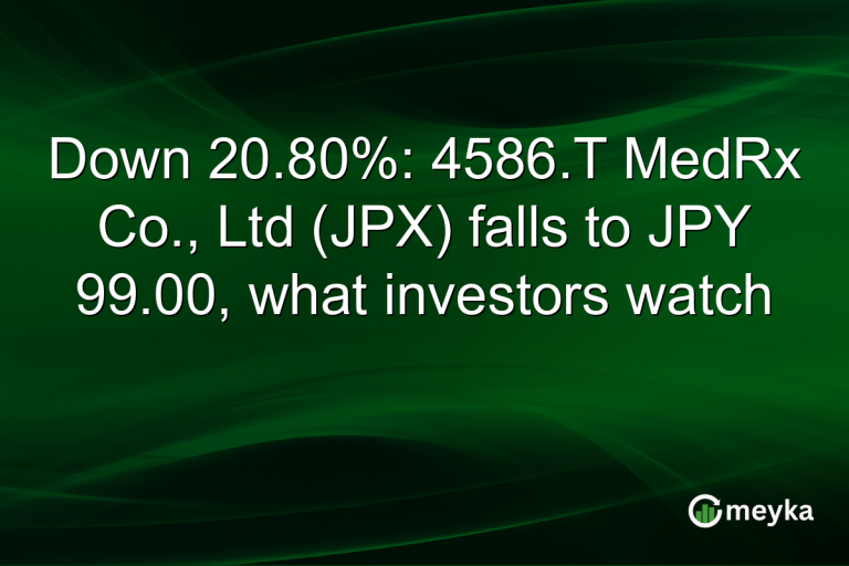 Down 20.80%: 4586.T MedRx Co., Ltd (JPX) falls to JPY 99.00, what investors watch