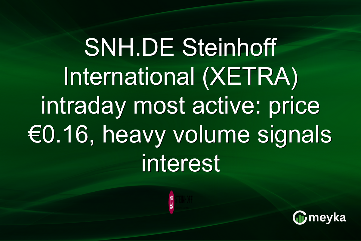 SNH.DE Steinhoff International (XETRA) intraday most active: price €0.16, heavy volume signals interest
