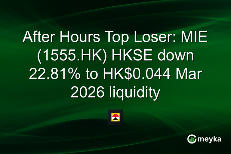 After Hours Top Loser: MIE (1555.HK) HKSE down 22.81% to HK$0.044 Mar 2026 liquidity