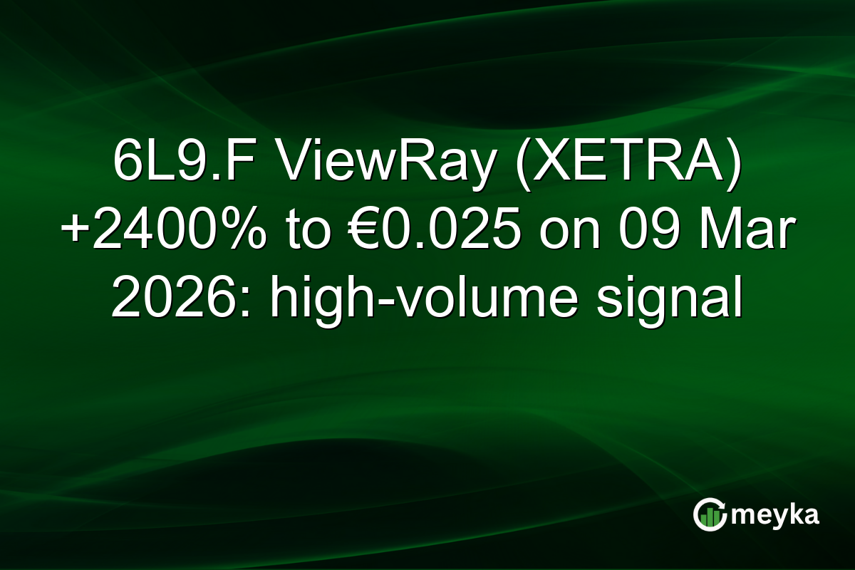 6L9.F ViewRay (XETRA) +2400% to €0.025 on 09 Mar 2026: high-volume signal