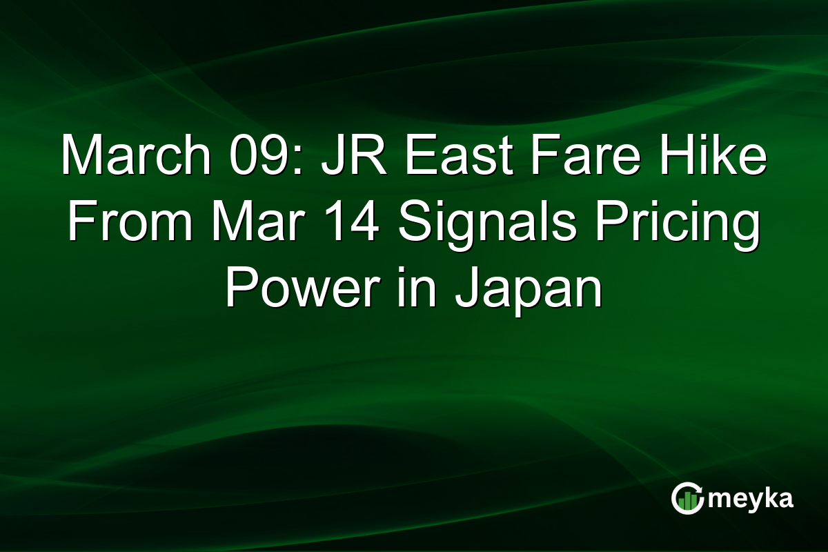 March 09: JR East Fare Hike From Mar 14 Signals Pricing Power in Japan