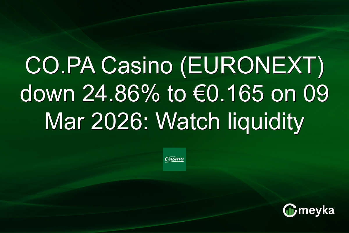 CO.PA Casino (EURONEXT) down 24.86% to €0.165 on 09 Mar 2026: Watch liquidity