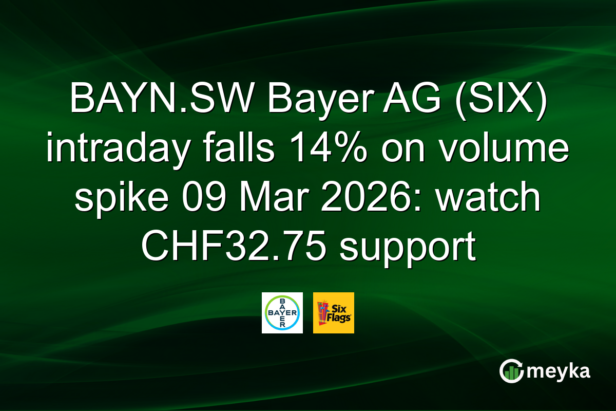 BAYN.SW Bayer AG (SIX) intraday falls 14% on volume spike 09 Mar 2026: watch CHF32.75 support