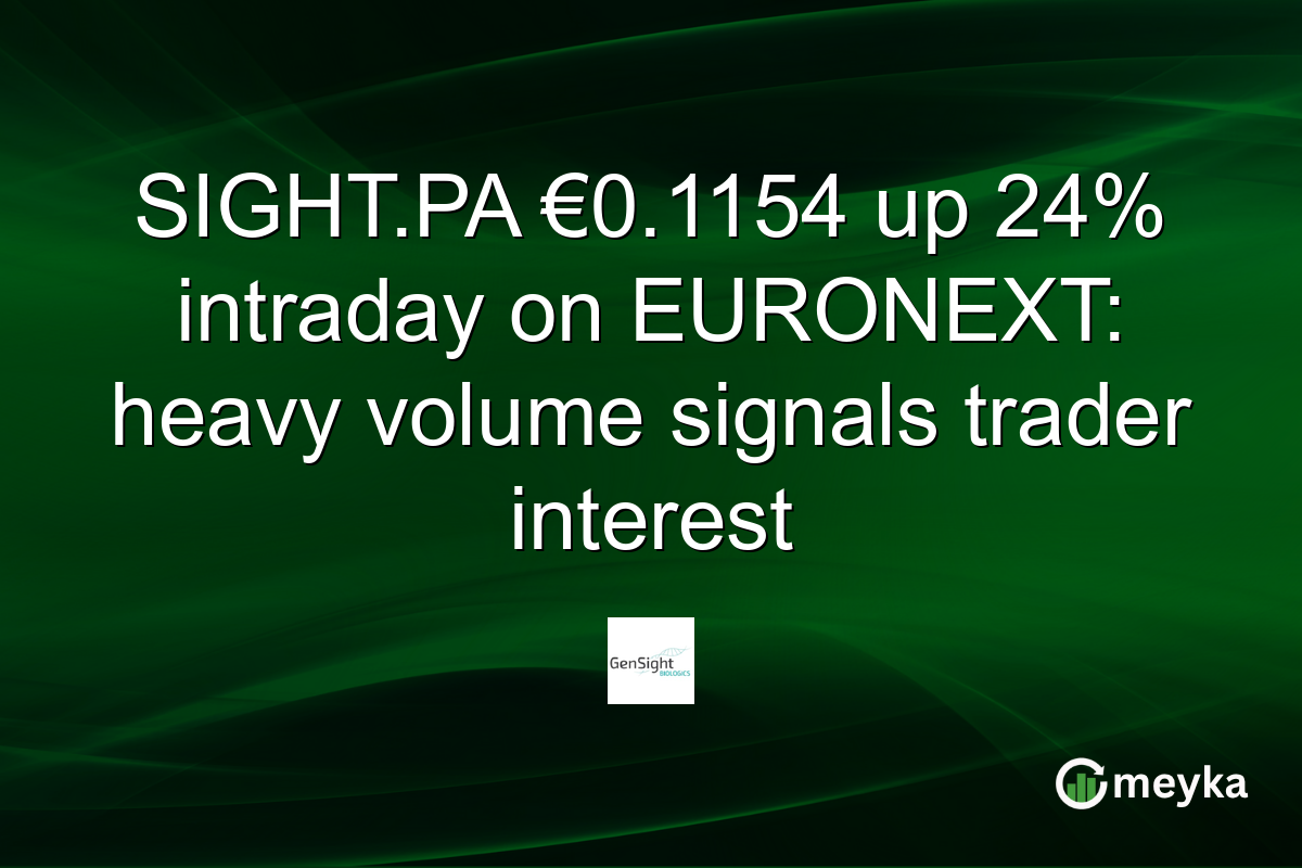 SIGHT.PA €0.1154 up 24% intraday on EURONEXT: heavy volume signals trader interest