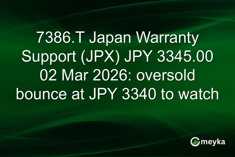 7386.T Japan Warranty Support (JPX) JPY 3345.00 02 Mar 2026: oversold bounce at JPY 3340 to watch