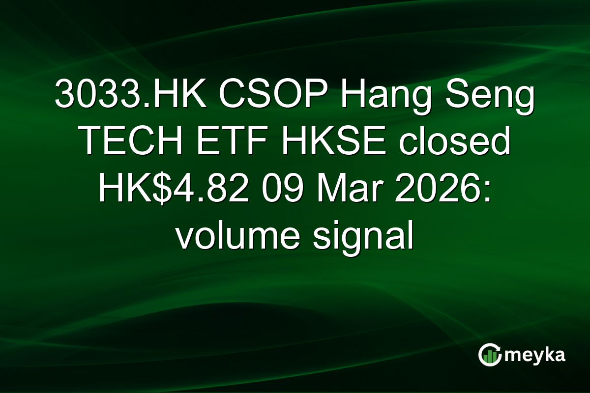 3033.HK CSOP Hang Seng TECH ETF HKSE closed HK$4.82 09 Mar 2026: volume signal