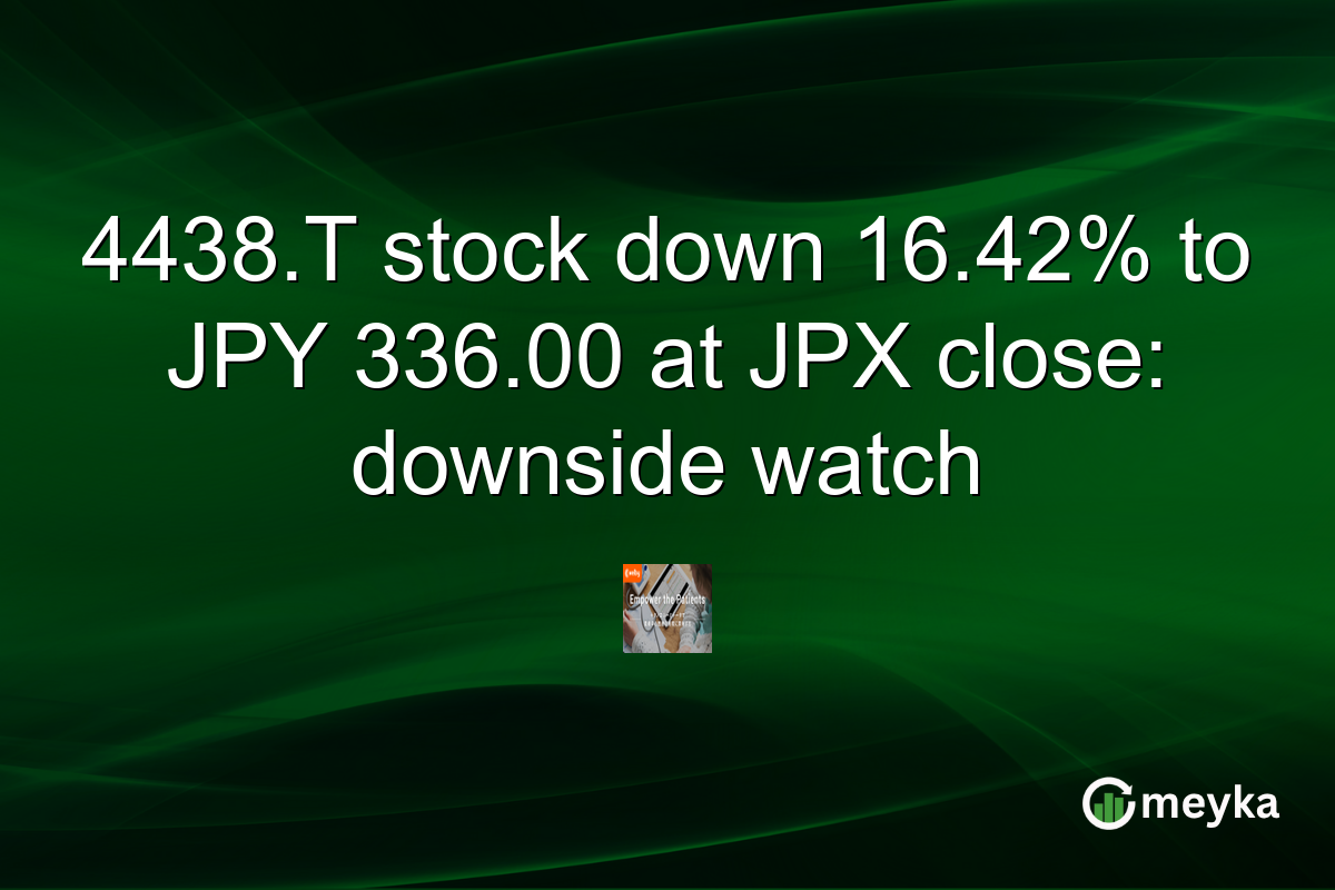 4438.T stock down 16.42% to JPY 336.00 at JPX close: downside watch