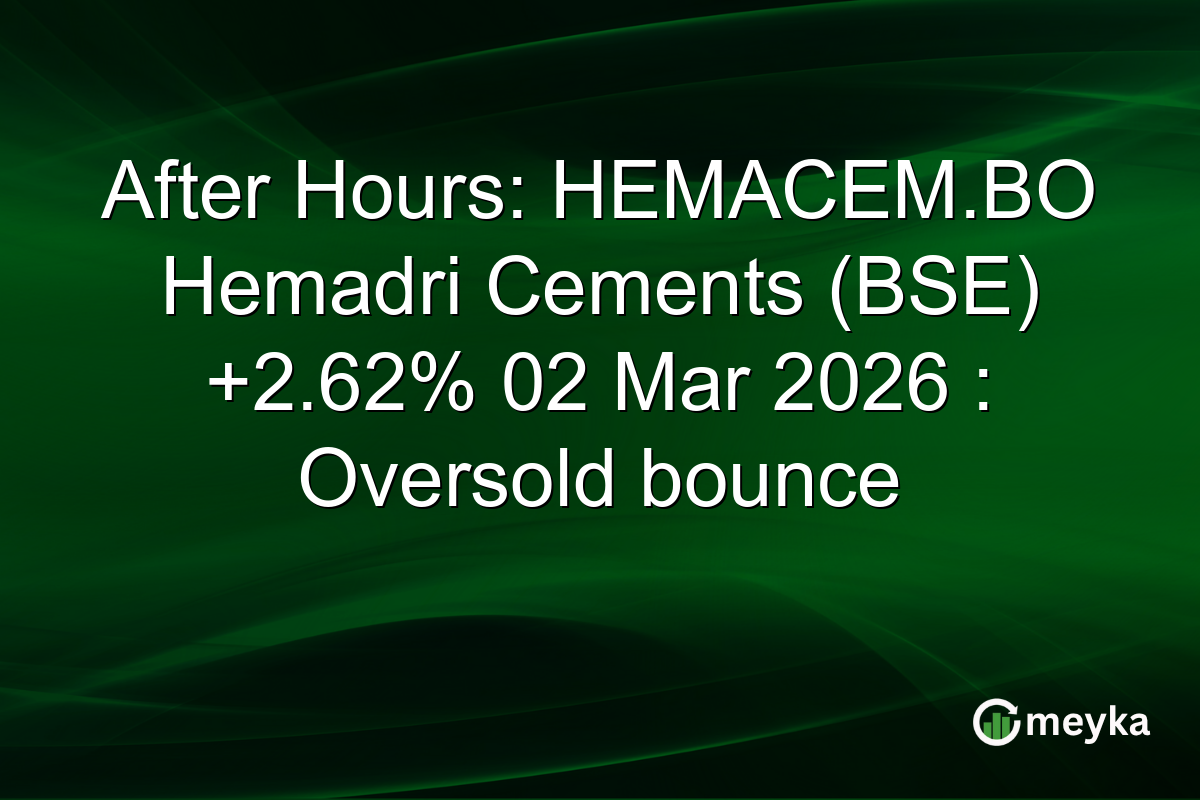 After Hours: HEMACEM.BO Hemadri Cements (BSE) +2.62% 02 Mar 2026 : Oversold bounce
