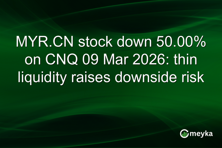 MYR.CN stock down 50.00% on CNQ 09 Mar 2026: thin liquidity raises downside risk