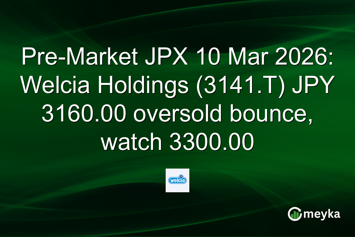 Pre-Market JPX 10 Mar 2026: Welcia Holdings (3141.T) JPY 3160.00 oversold bounce, watch 3300.00