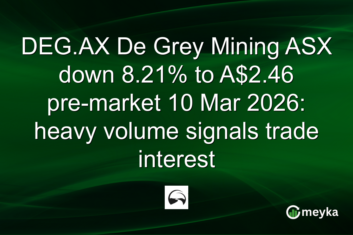 DEG.AX De Grey Mining ASX down 8.21% to A$2.46 pre-market 10 Mar 2026: heavy volume signals trade interest