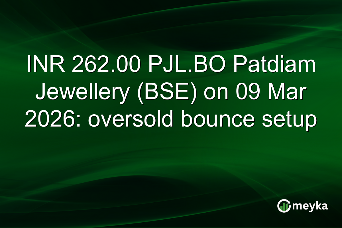 INR 262.00 PJL.BO Patdiam Jewellery (BSE) on 09 Mar 2026: oversold bounce setup
