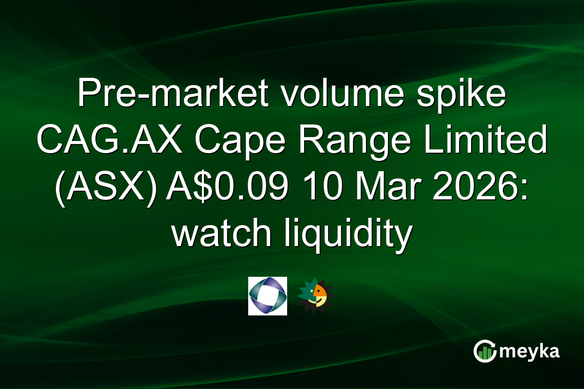 Pre-market volume spike CAG.AX Cape Range Limited (ASX) A$0.09 10 Mar 2026: watch liquidity